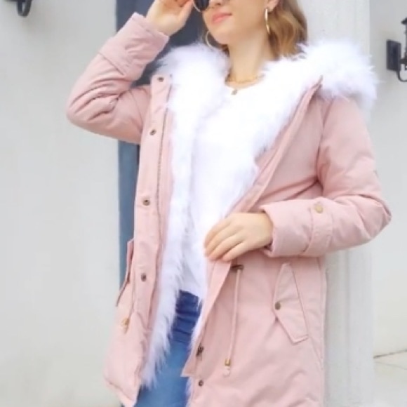 fur hood blush pink jacket Snowboard Jacket - Picture 6 of 8
